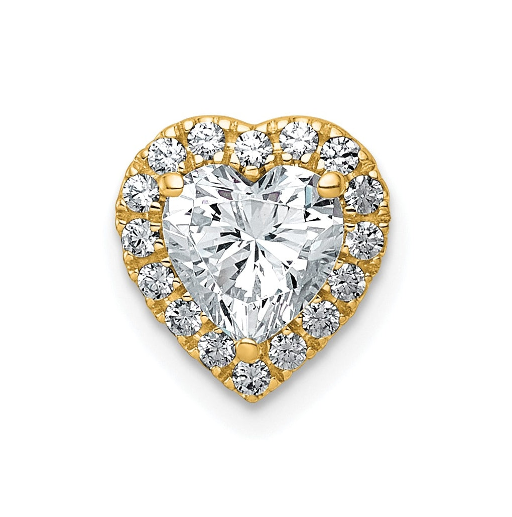 14K Yellow Or White Gold Certified Lab Grown Diamond VS+ F+ Heart Complete Halo Chain Slide Pendant