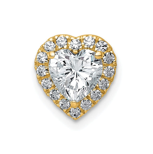 14K Yellow Or White Gold Certified Lab Grown Diamond VS+ F+ Heart Complete Halo Chain Slide Pendant