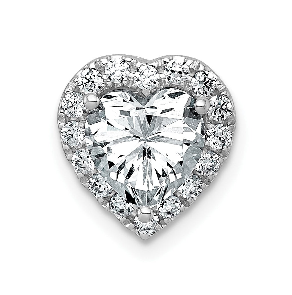 14K Yellow Or White Gold Certified Lab Grown Diamond VS+ F+ Heart Complete Halo Chain Slide Pendant