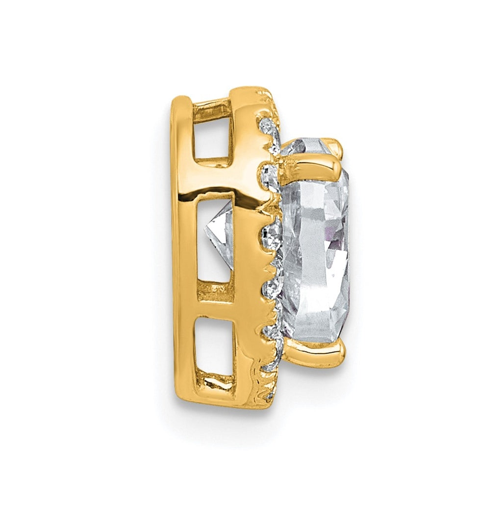 14K Yellow Or White Gold Certified Lab Grown Diamond VS+ F+ Heart Complete Halo Chain Slide Pendant