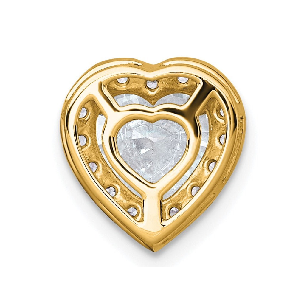 14K Yellow Or White Gold Certified Lab Grown Diamond VS+ F+ Heart Complete Halo Chain Slide Pendant