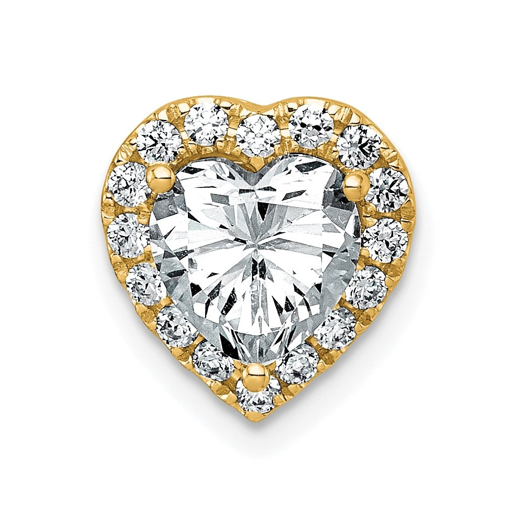 14K Yellow Or White Gold Certified Lab Grown Diamond VS+ F+ Heart Complete Halo Chain Slide Pendant