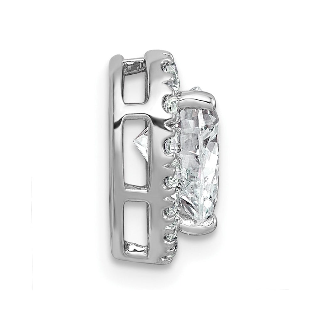 14K Yellow Or White Gold Certified Lab Grown Diamond VS+ F+ Heart Complete Halo Chain Slide Pendant