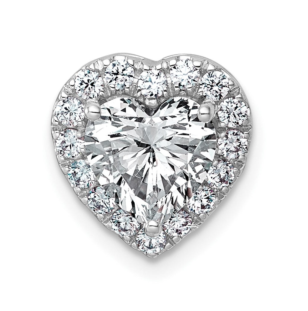 14K Yellow Or White Gold Certified Lab Grown Diamond VS+ F+ Heart Complete Halo Chain Slide Pendant