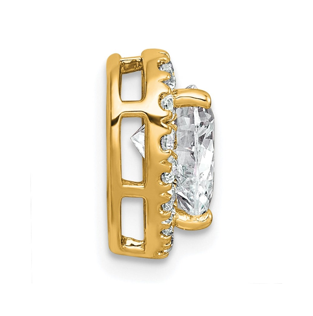 14K Yellow Or White Gold Certified Lab Grown Diamond VS+ F+ Heart Complete Halo Chain Slide Pendant