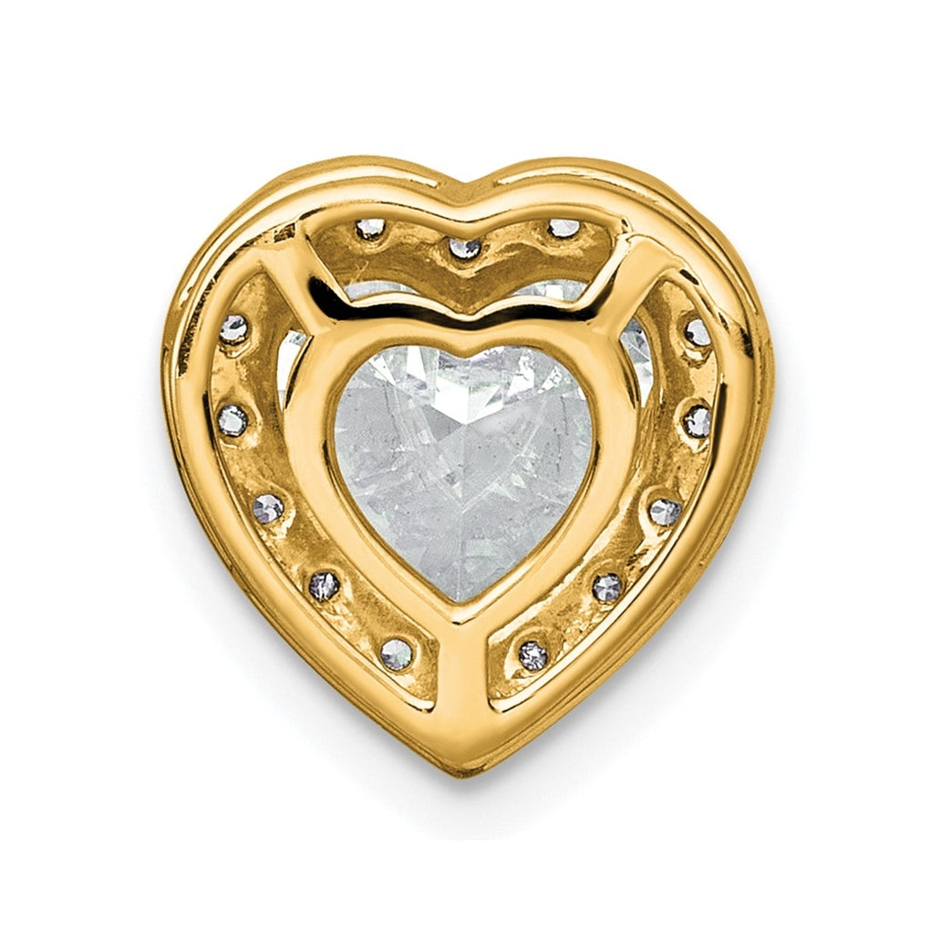 14K Yellow Or White Gold Certified Lab Grown Diamond VS+ F+ Heart Complete Halo Chain Slide Pendant