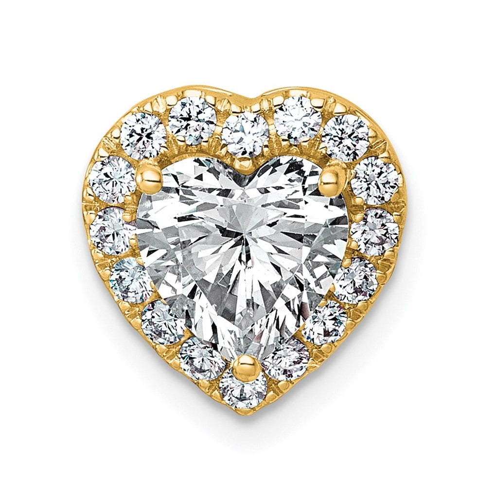 14K Yellow Or White Gold Certified Lab Grown Diamond VS+ F+ Heart Complete Halo Chain Slide Pendant