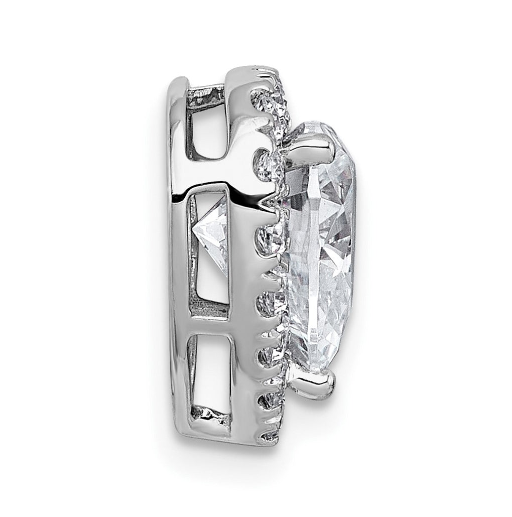 14K Yellow Or White Gold Certified Lab Grown Diamond VS+ F+ Heart Complete Halo Chain Slide Pendant