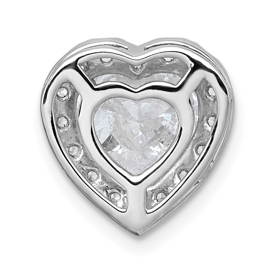 14K Yellow Or White Gold Certified Lab Grown Diamond VS+ F+ Heart Complete Halo Chain Slide Pendant