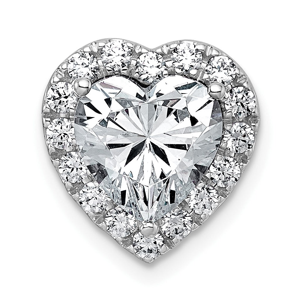 14K Yellow Or White Gold Certified Lab Grown Diamond VS+ F+ Heart Complete Halo Chain Slide Pendant