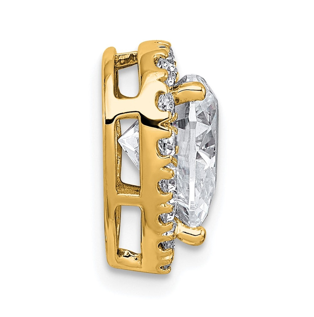 14K Yellow Or White Gold Certified Lab Grown Diamond VS+ F+ Heart Complete Halo Chain Slide Pendant