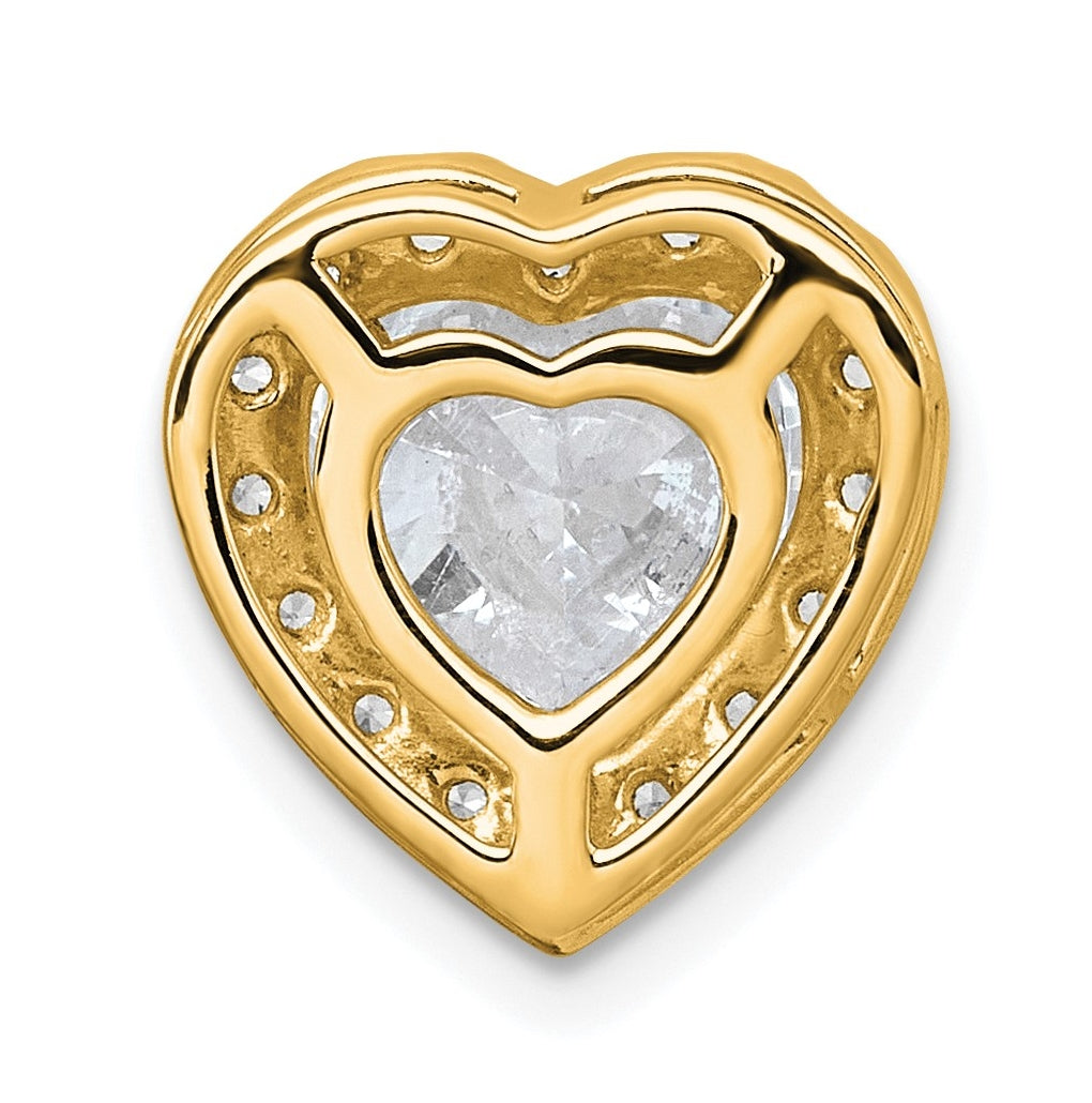 14K Yellow Or White Gold Certified Lab Grown Diamond VS+ F+ Heart Complete Halo Chain Slide Pendant
