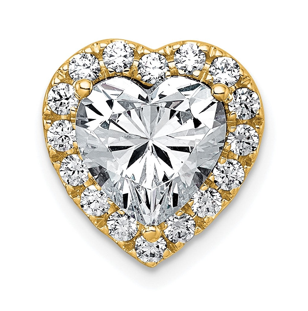 14K Yellow Or White Gold Certified Lab Grown Diamond VS+ F+ Heart Complete Halo Chain Slide Pendant