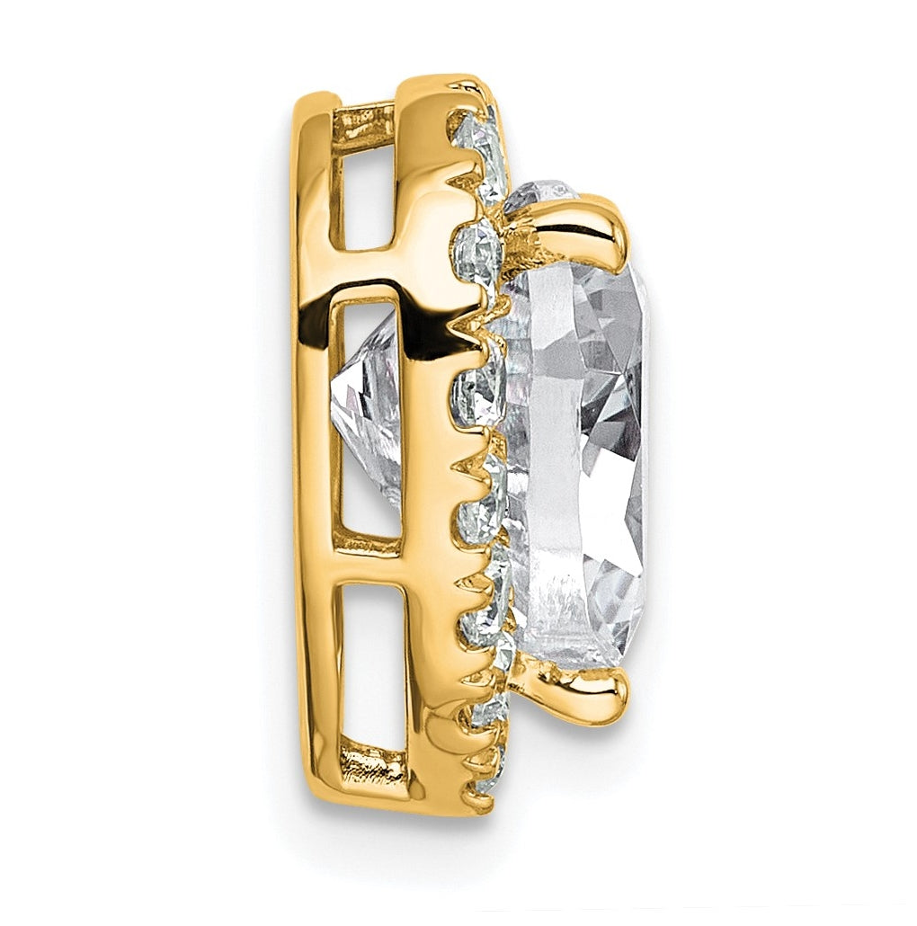 14K Yellow Or White Gold Certified Lab Grown Diamond VS+ F+ Heart Complete Halo Chain Slide Pendant