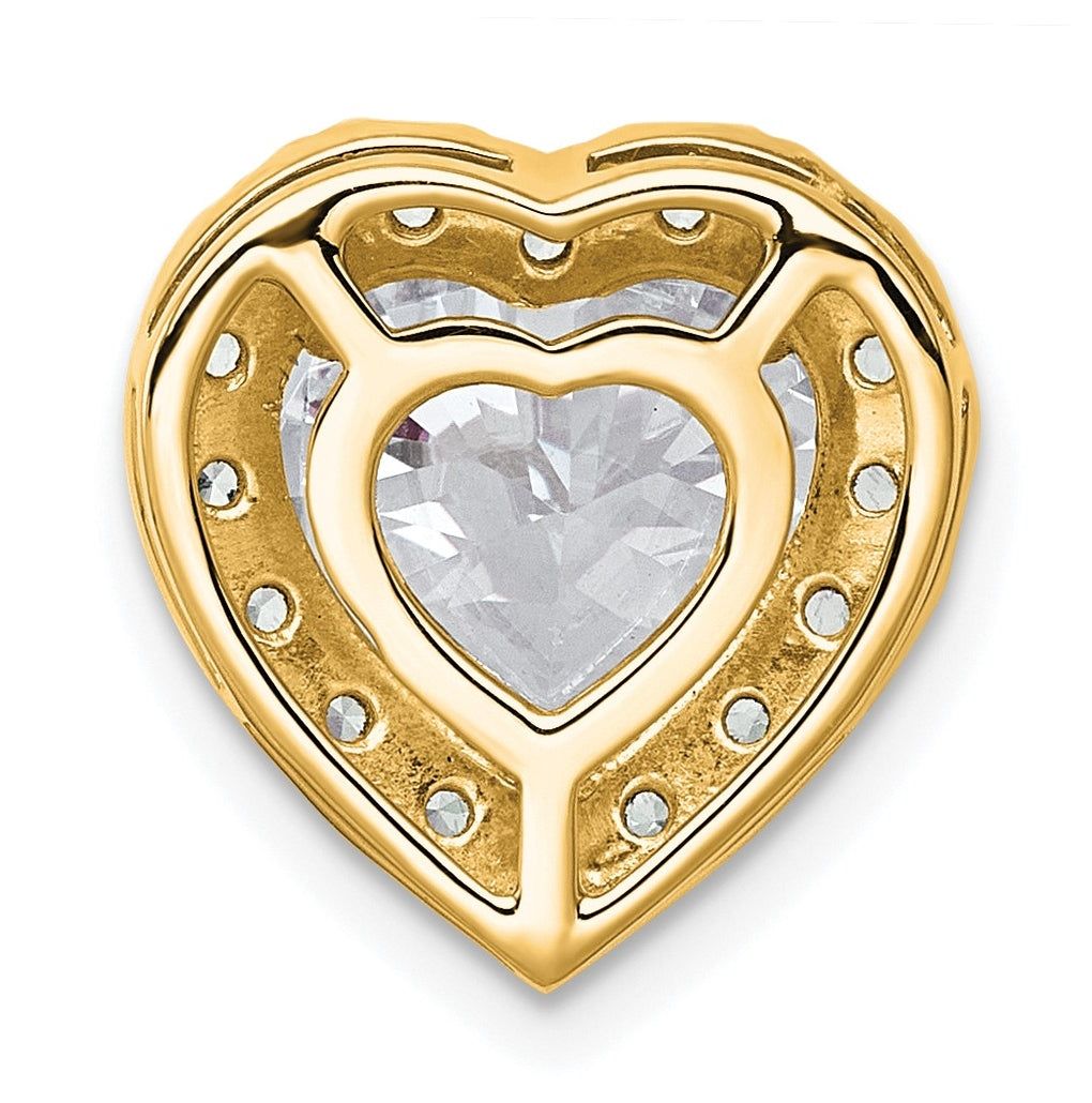14K Yellow Or White Gold Certified Lab Grown Diamond VS+ F+ Heart Complete Halo Chain Slide Pendant