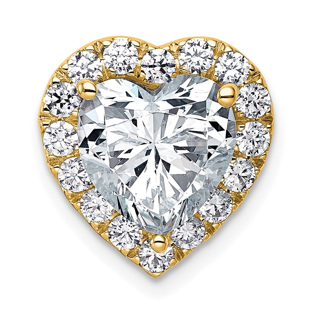 14K Yellow Or White Gold Certified Lab Grown Diamond VS+ F+ Heart Complete Halo Chain Slide Pendant