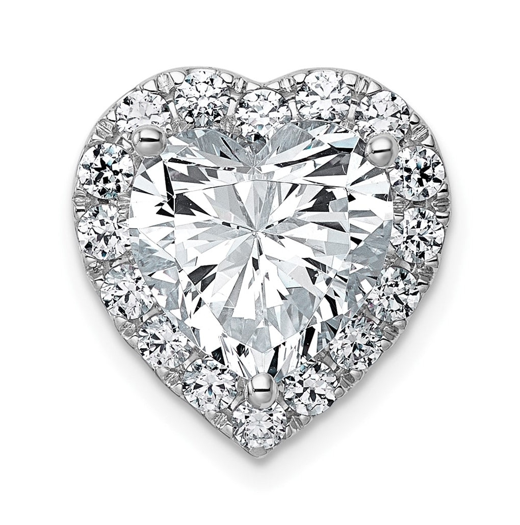 14K Yellow Or White Gold Certified Lab Grown Diamond VS+ F+ Heart Complete Halo Chain Slide Pendant