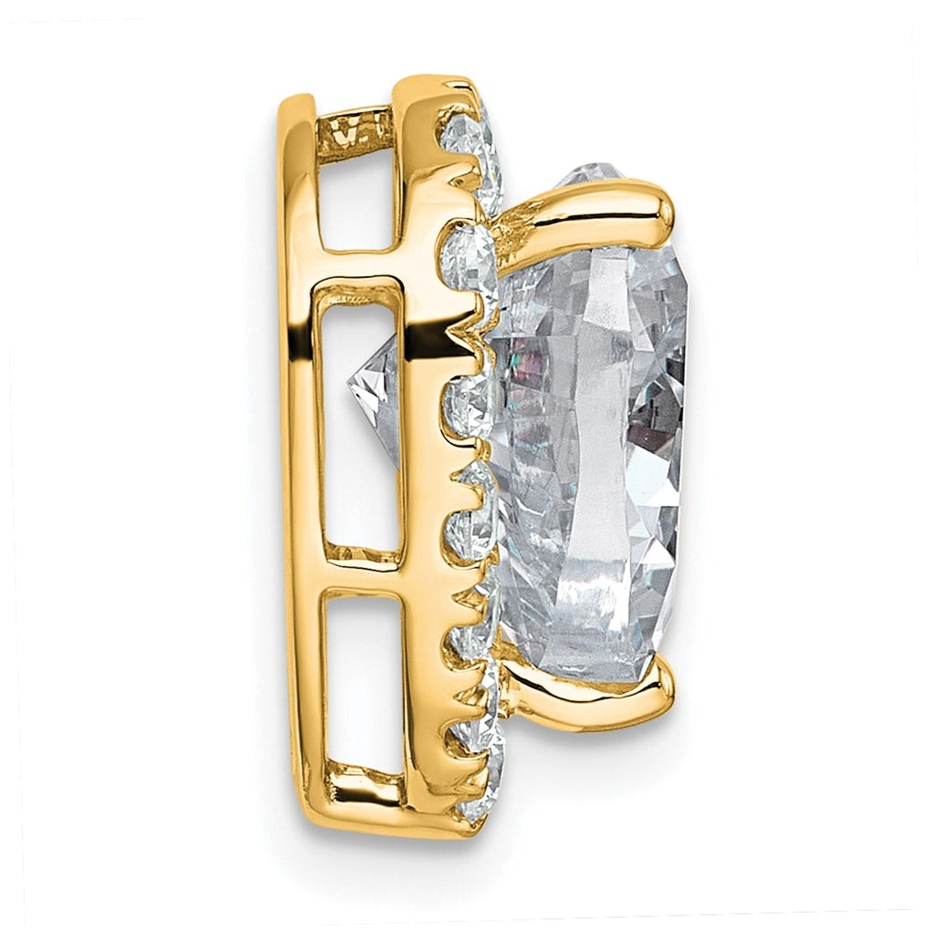 14K Yellow Or White Gold Certified Lab Grown Diamond VS+ F+ Heart Complete Halo Chain Slide Pendant