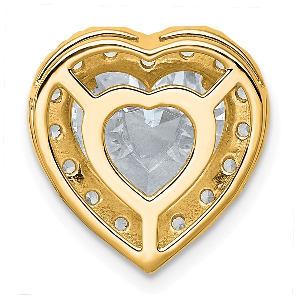 14K Yellow Or White Gold Certified Lab Grown Diamond VS+ F+ Heart Complete Halo Chain Slide Pendant