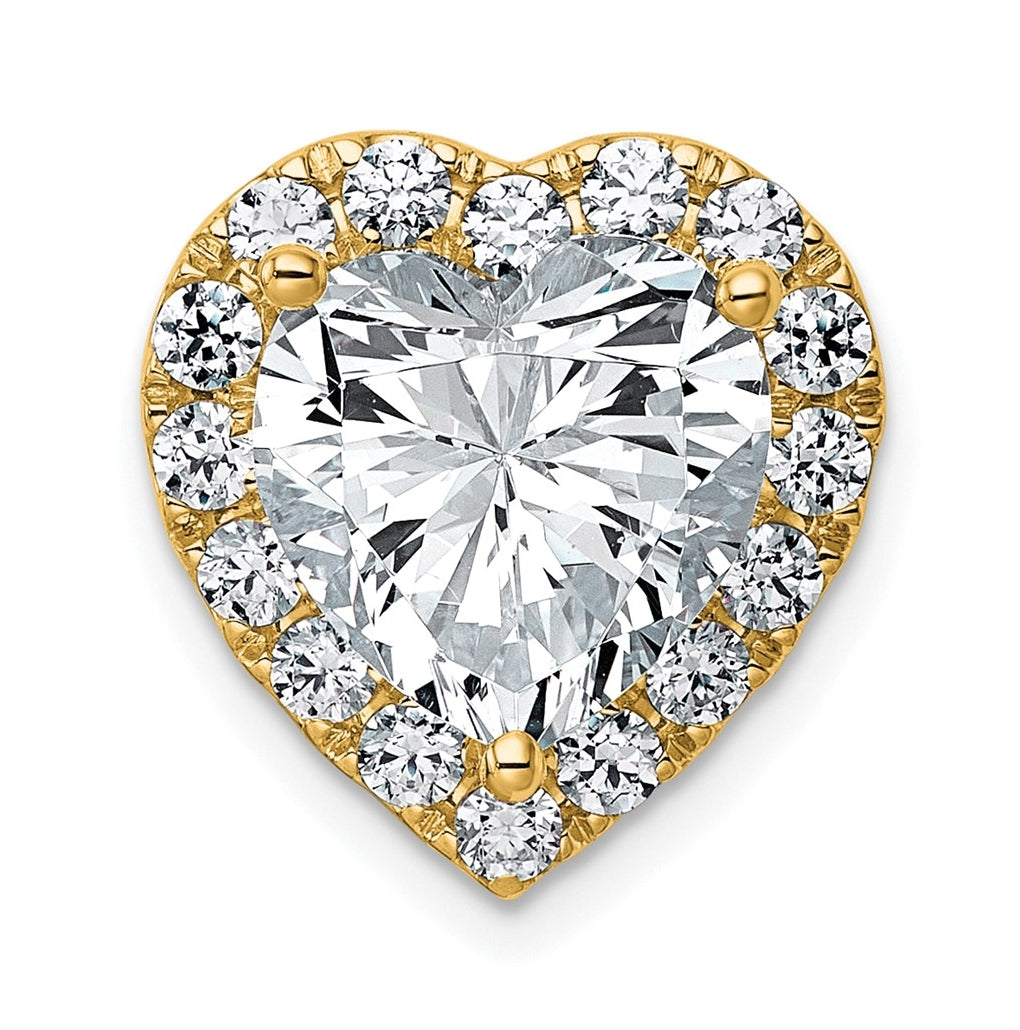 14K Yellow Or White Gold Certified Lab Grown Diamond VS+ F+ Heart Complete Halo Chain Slide Pendant