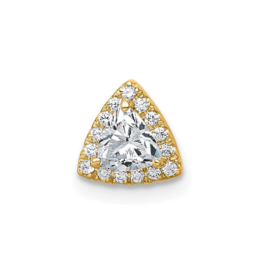 14K Yellow Or White Gold Lab Grown Diamond VS+ F+ Trillion Complete Halo Chain Slide Pendant