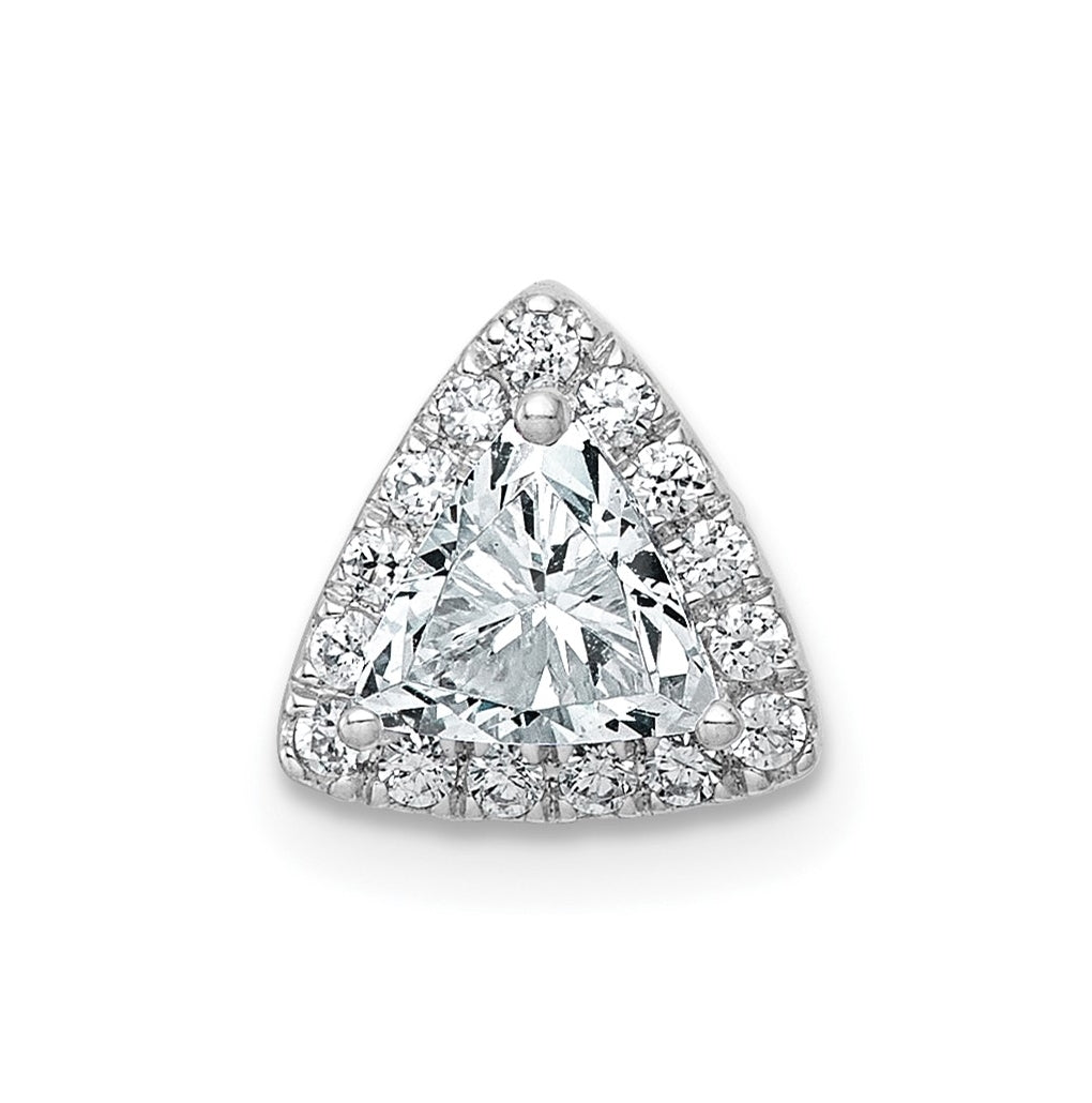 14K Yellow Or White Gold Lab Grown Diamond VS+ F+ Trillion Complete Halo Chain Slide Pendant