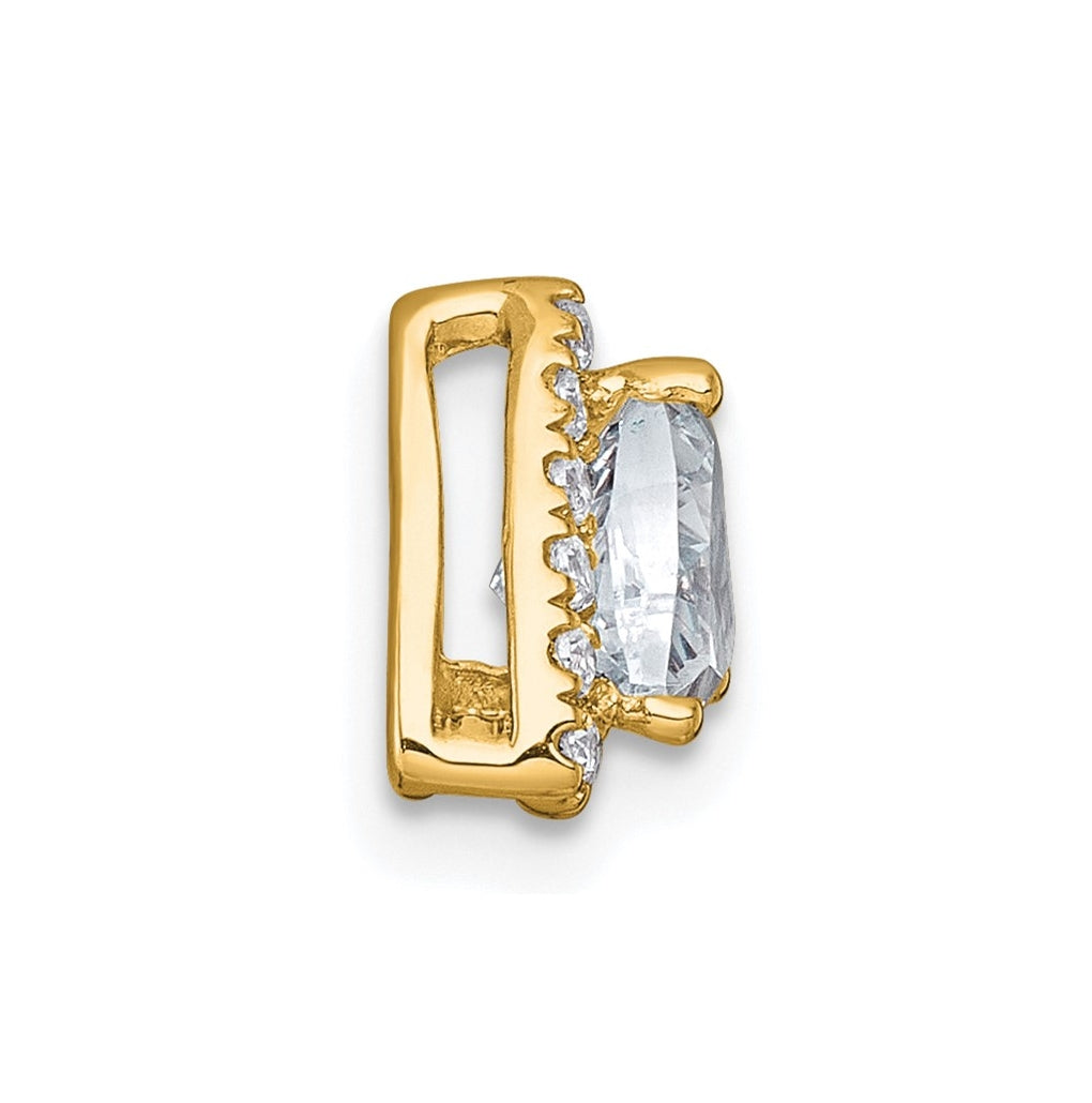 14K Yellow Or White Gold Lab Grown Diamond VS+ F+ Trillion Complete Halo Chain Slide Pendant