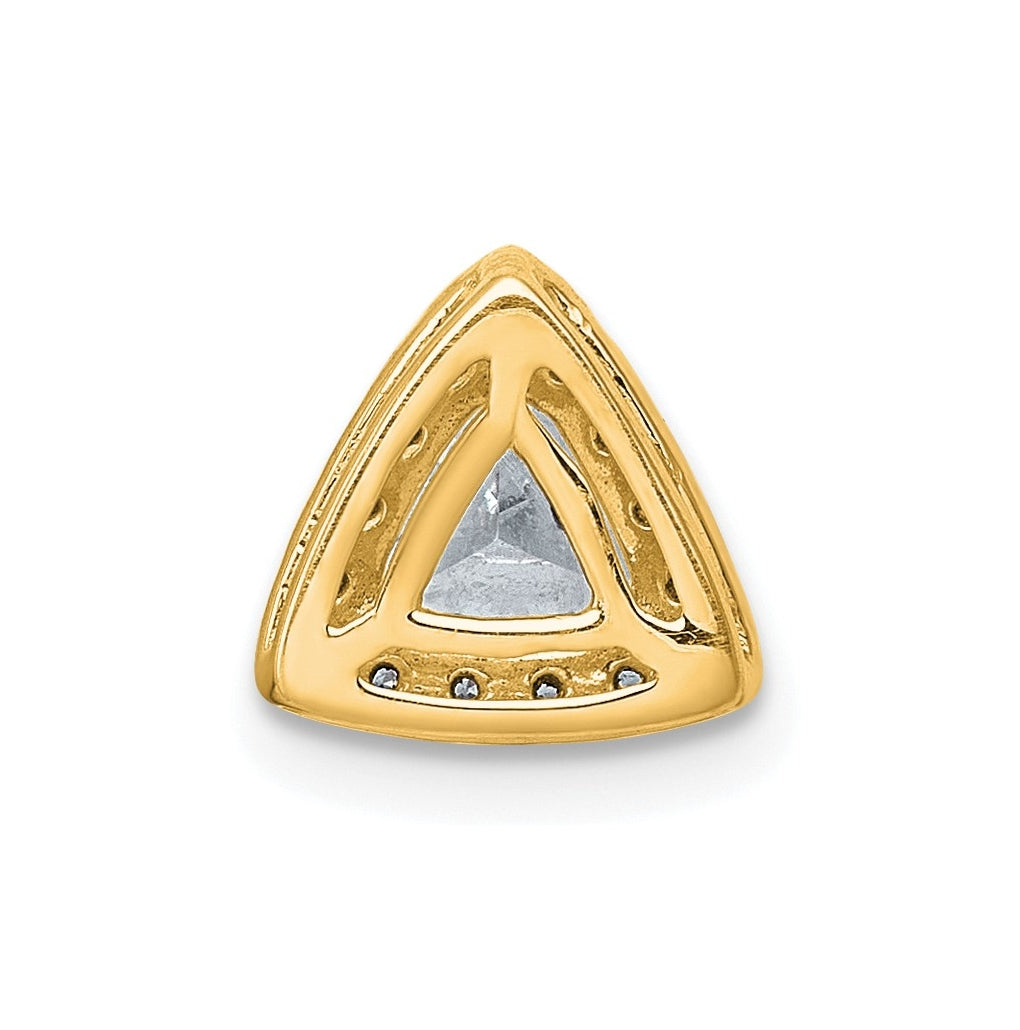 14K Yellow Or White Gold Lab Grown Diamond VS+ F+ Trillion Complete Halo Chain Slide Pendant
