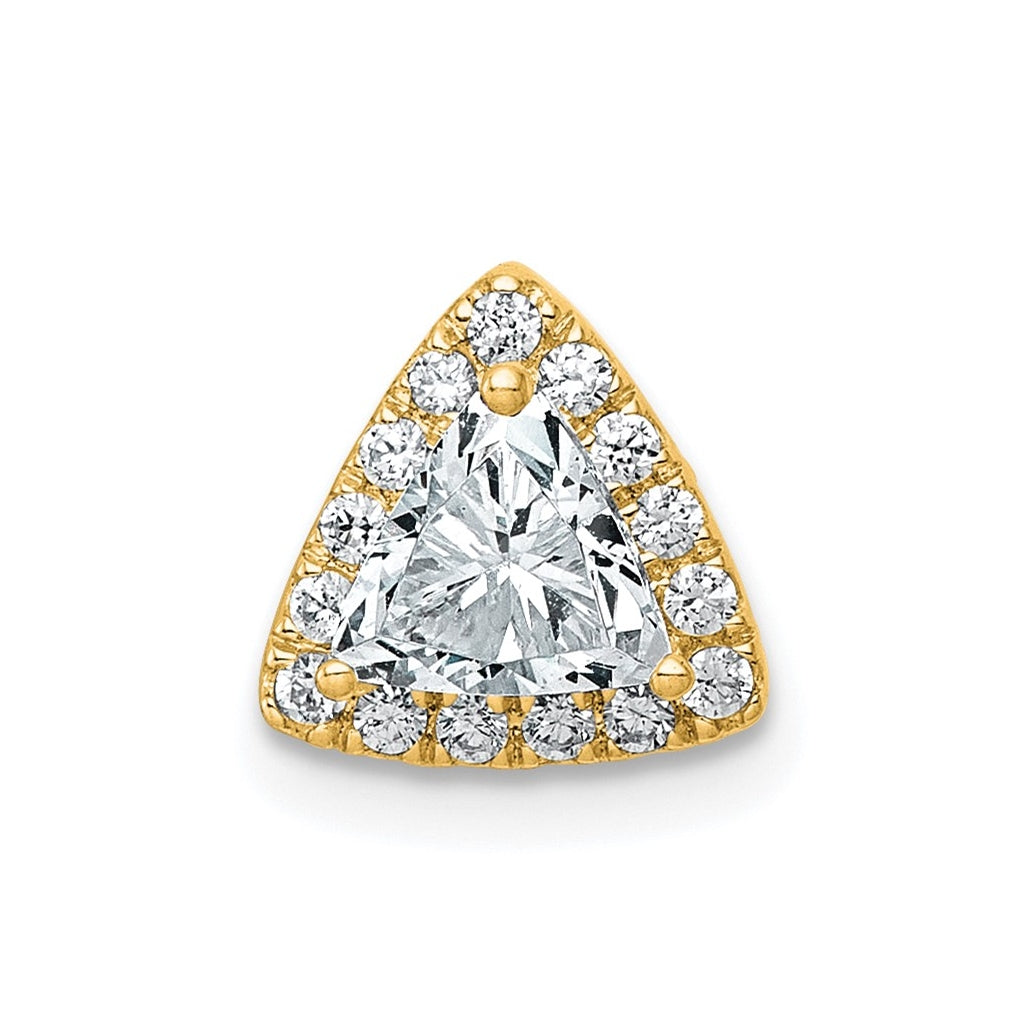 14K Yellow Or White Gold Lab Grown Diamond VS+ F+ Trillion Complete Halo Chain Slide Pendant