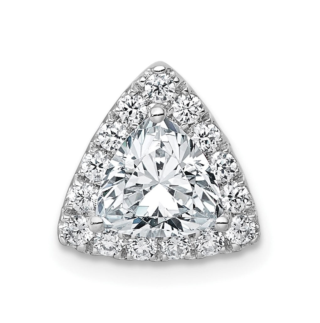 14K Yellow Or White Gold Certified Lab Grown Diamond VS+ F+ Trillion Complete Halo Chain Slide Pendant