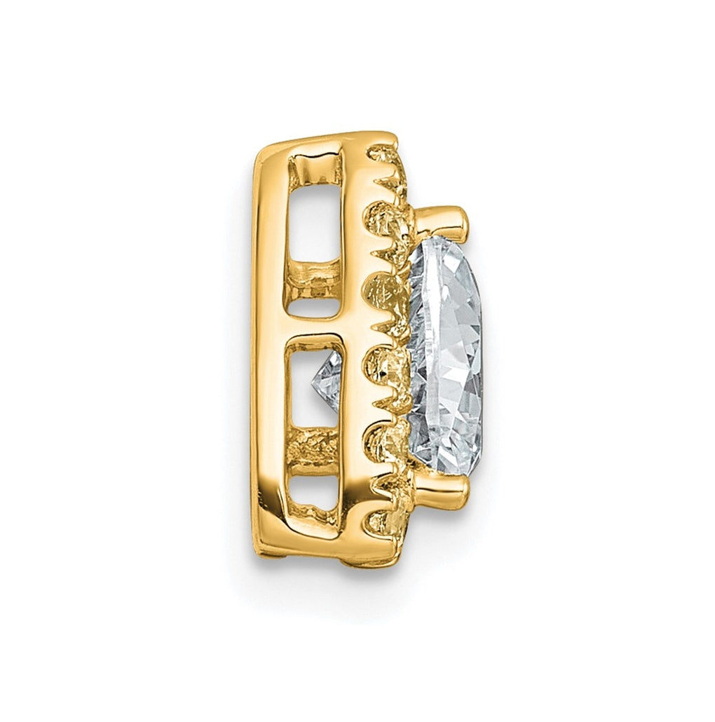 14K Yellow Or White Gold Certified Lab Grown Diamond VS+ F+ Trillion Complete Halo Chain Slide Pendant