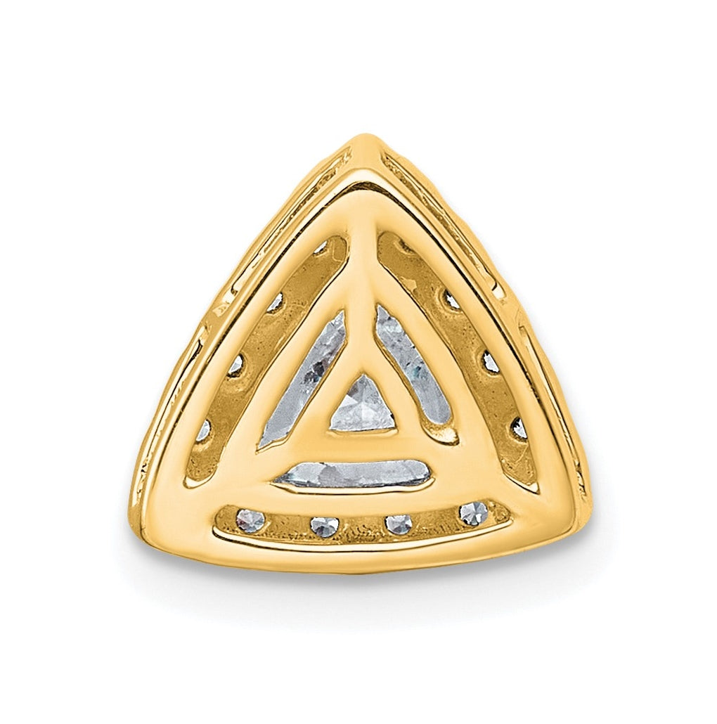 14K Yellow Or White Gold Certified Lab Grown Diamond VS+ F+ Trillion Complete Halo Chain Slide Pendant