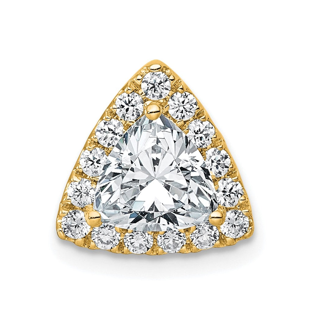 14K Yellow Or White Gold Certified Lab Grown Diamond VS+ F+ Trillion Complete Halo Chain Slide Pendant