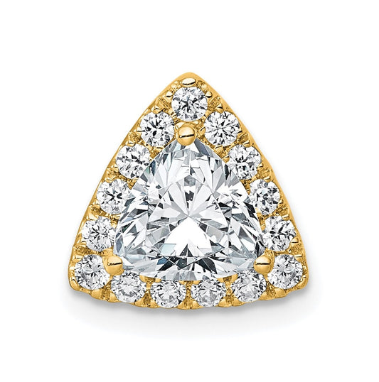 14K Yellow Or White Gold Certified Lab Grown Diamond VS+ F+ Trillion Complete Halo Chain Slide Pendant