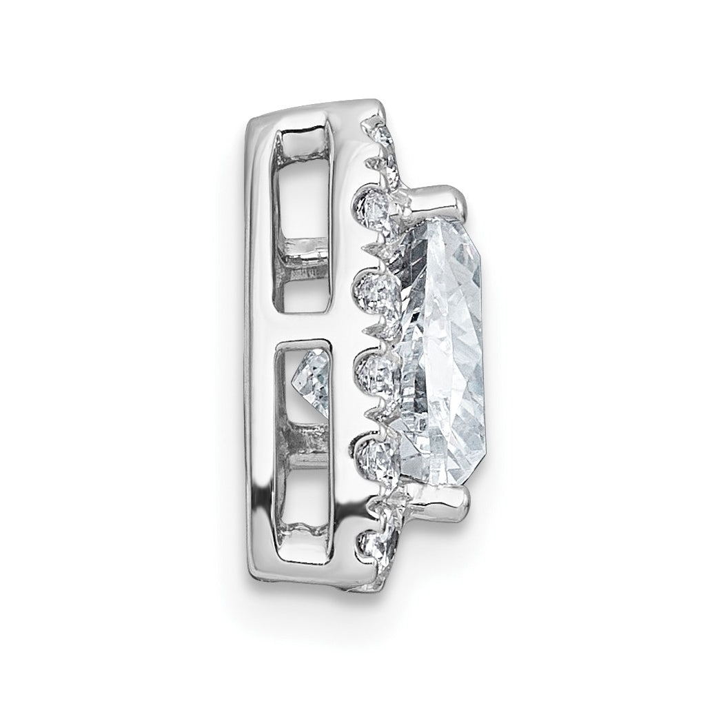 14K Yellow Or White Gold Certified Lab Grown Diamond VS+ F+ Trillion Complete Halo Chain Slide Pendant