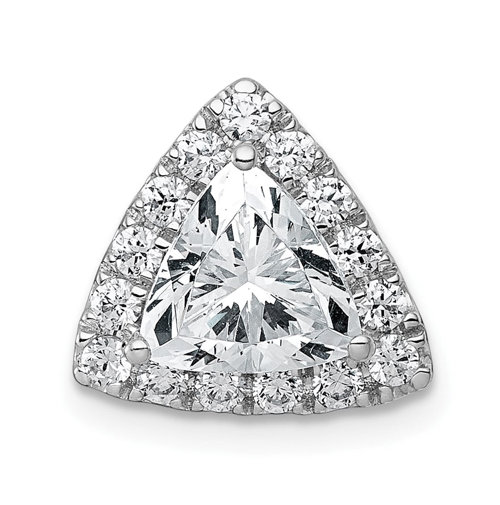 14K Yellow Or White Gold Certified Lab Grown Diamond VS+ F+ Trillion Complete Halo Chain Slide Pendant