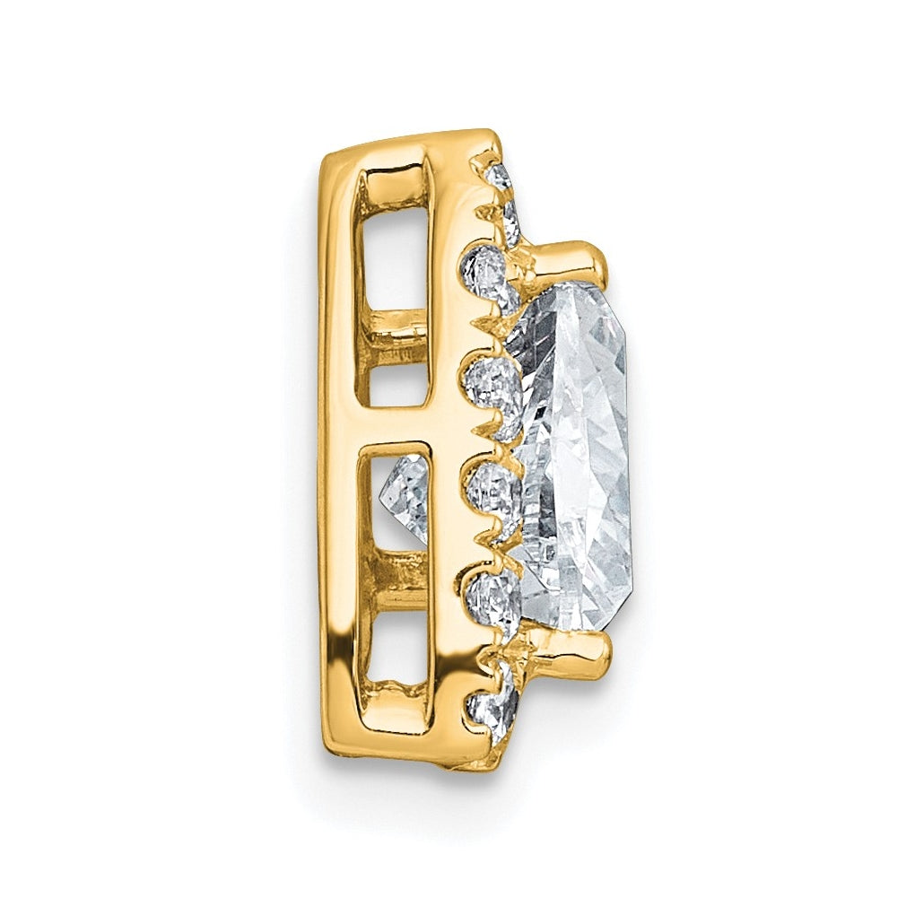 14K Yellow Or White Gold Certified Lab Grown Diamond VS+ F+ Trillion Complete Halo Chain Slide Pendant