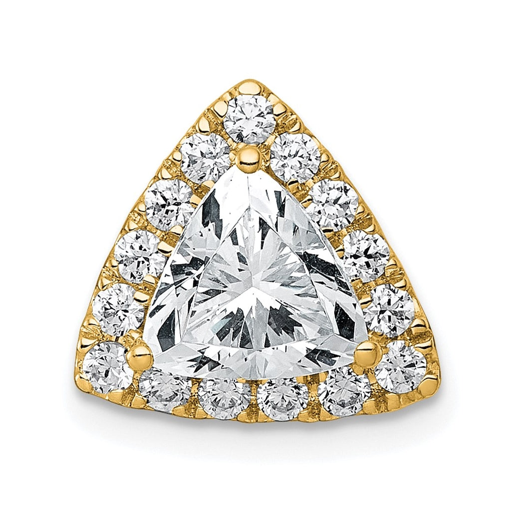 14K Yellow Or White Gold Certified Lab Grown Diamond VS+ F+ Trillion Complete Halo Chain Slide Pendant