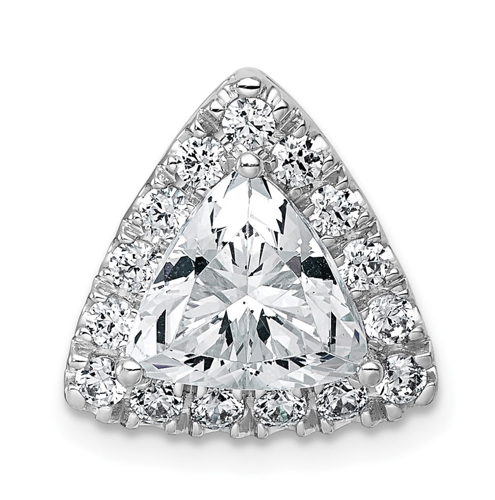 14K Yellow Or White Gold Certified Lab Grown Diamond VS+ F+ Trillion Complete Halo Chain Slide Pendant