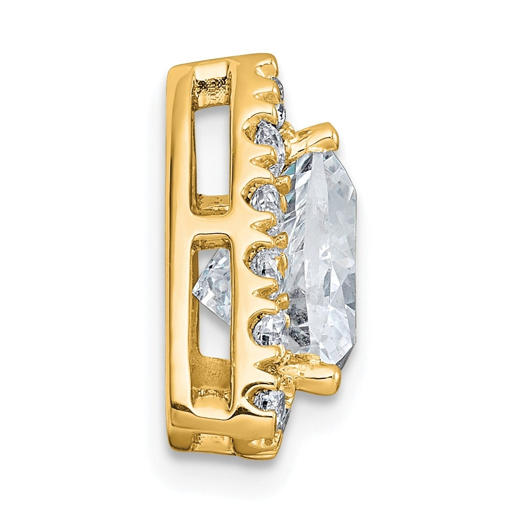 14K Yellow Or White Gold Certified Lab Grown Diamond VS+ F+ Trillion Complete Halo Chain Slide Pendant