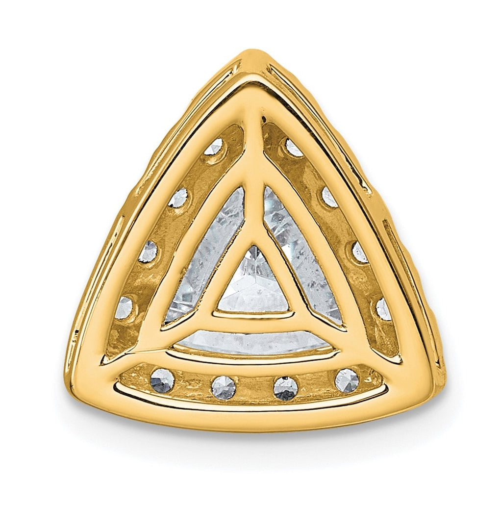 14K Yellow Or White Gold Certified Lab Grown Diamond VS+ F+ Trillion Complete Halo Chain Slide Pendant