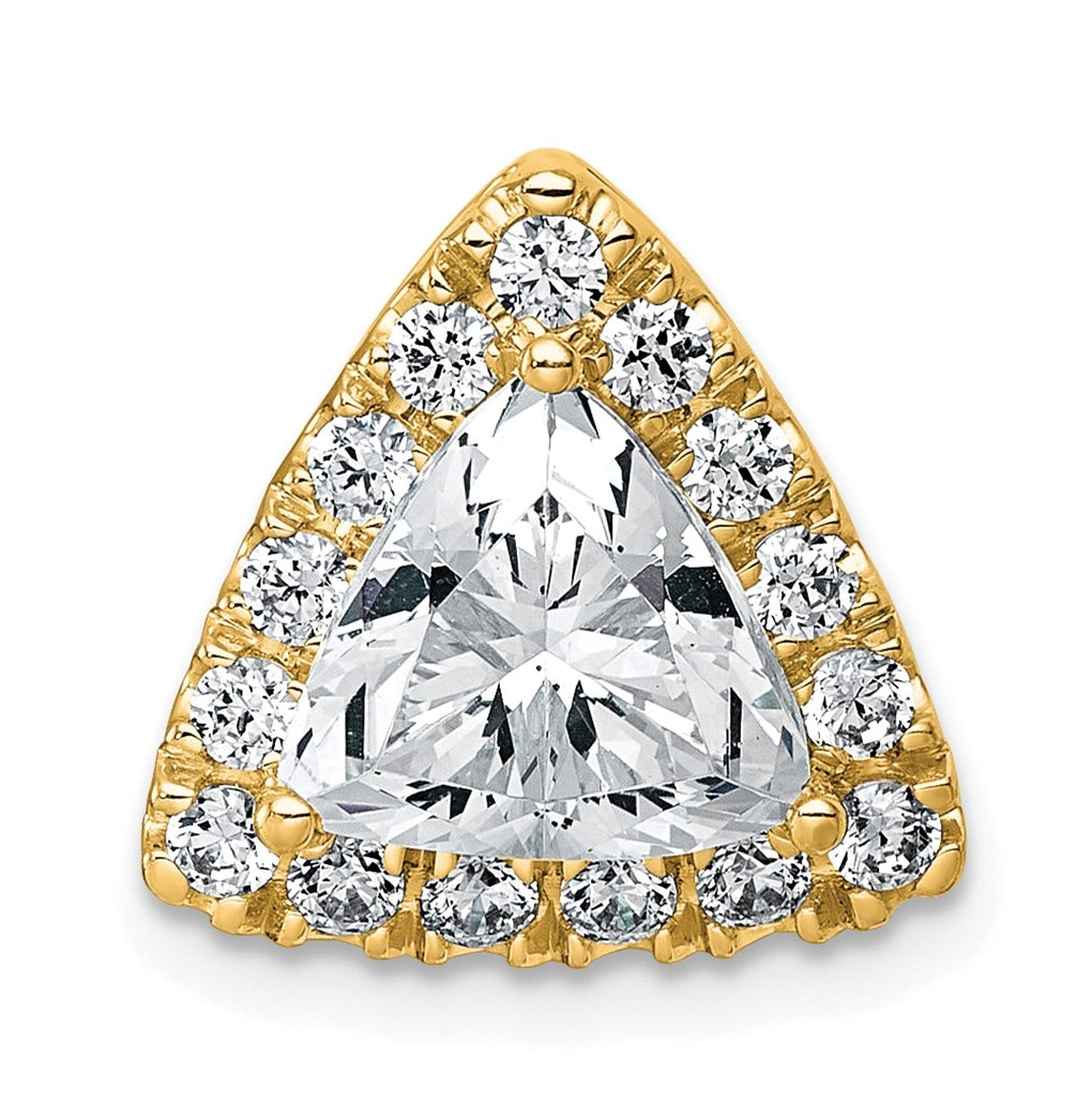 14K Yellow Or White Gold Certified Lab Grown Diamond VS+ F+ Trillion Complete Halo Chain Slide Pendant