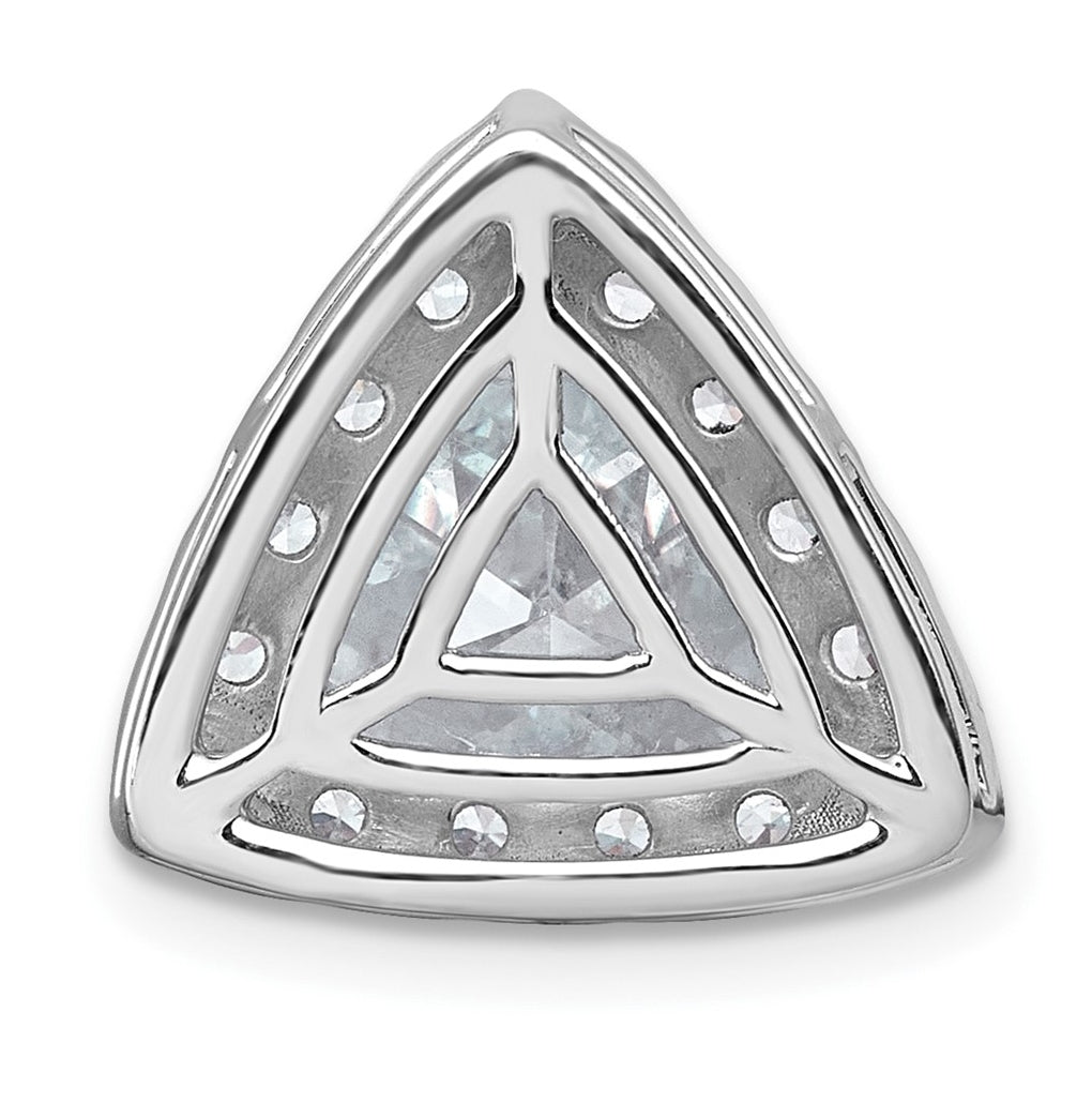 14K Yellow Or White Gold Certified Lab Grown Diamond VS+ F+ Trillion Complete Halo Chain Slide Pendant