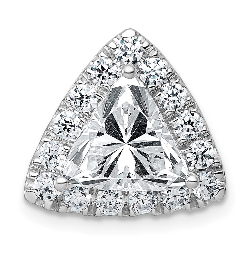 14K Yellow Or White Gold Certified Lab Grown Diamond VS+ F+ Trillion Complete Halo Chain Slide Pendant