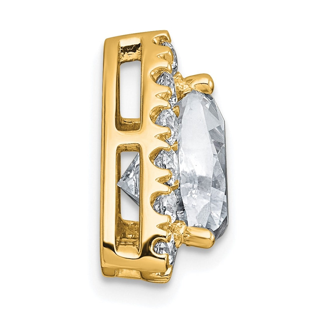 14K Yellow Or White Gold Certified Lab Grown Diamond VS+ F+ Trillion Complete Halo Chain Slide Pendant