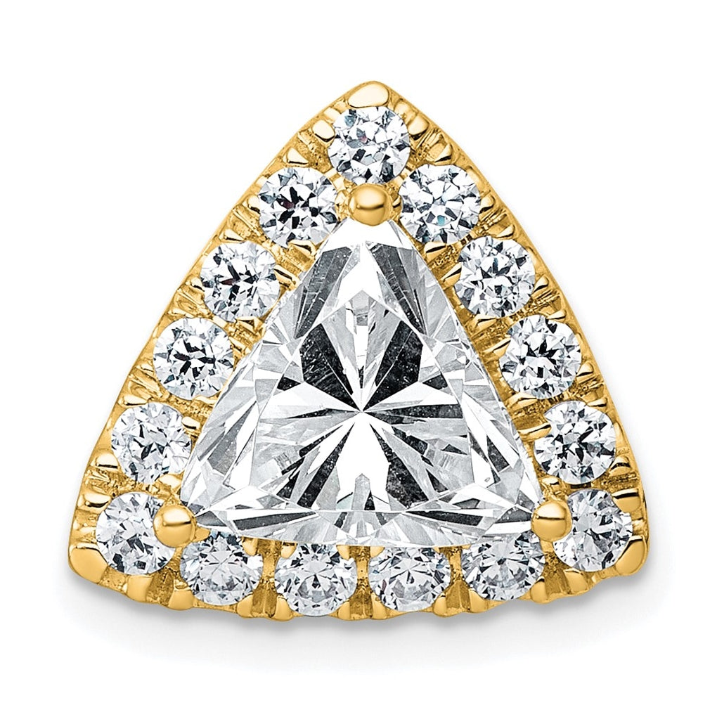 14K Yellow Or White Gold Certified Lab Grown Diamond VS+ F+ Trillion Complete Halo Chain Slide Pendant
