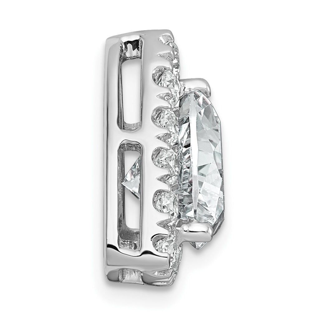 14K Yellow Or White Gold Certified Lab Grown Diamond VS+ F+ Trillion Complete Halo Chain Slide Pendant
