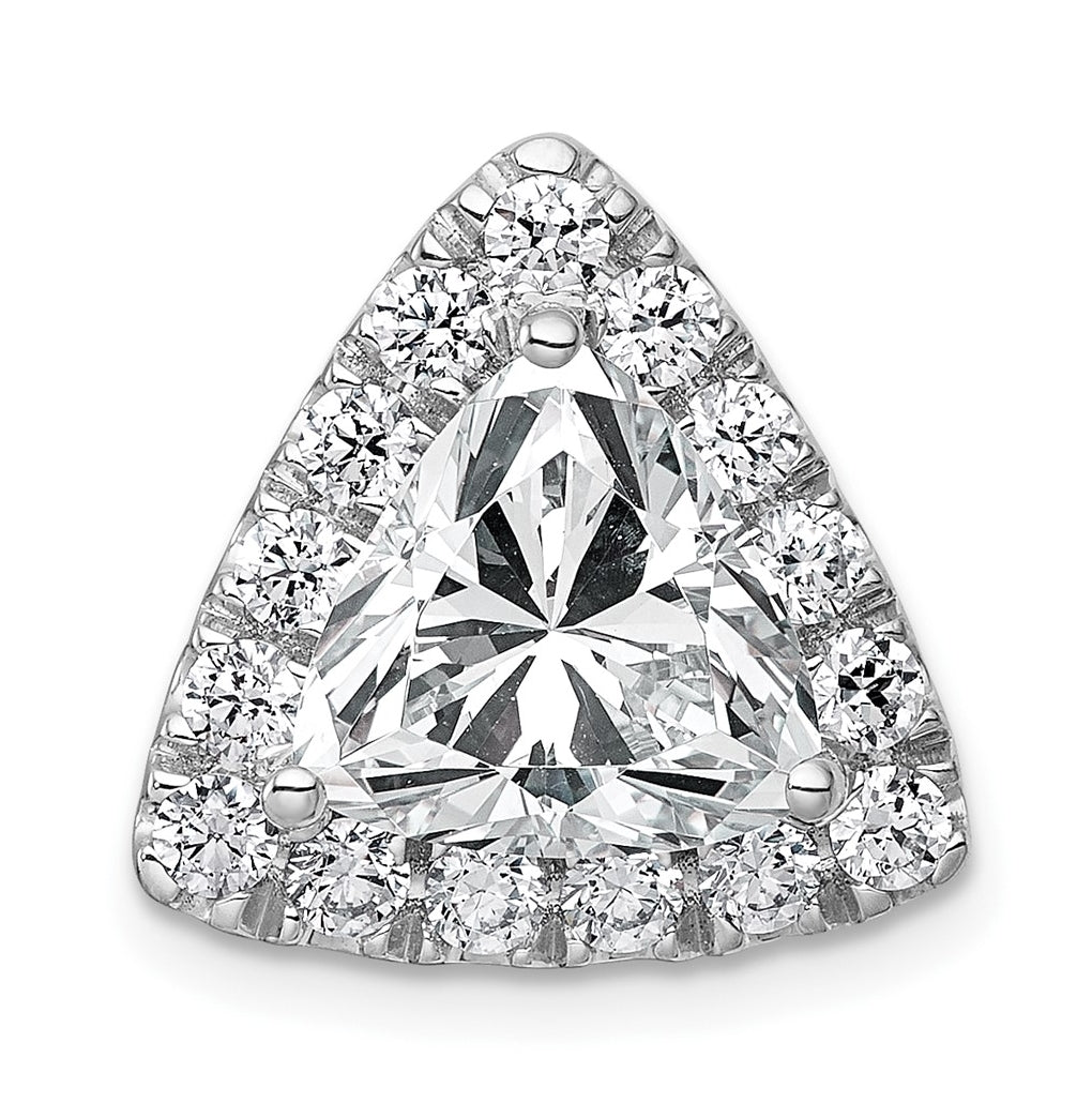 14K Yellow Or White Gold Certified Lab Grown Diamond VS+ F+ Trillion Complete Halo Chain Slide Pendant