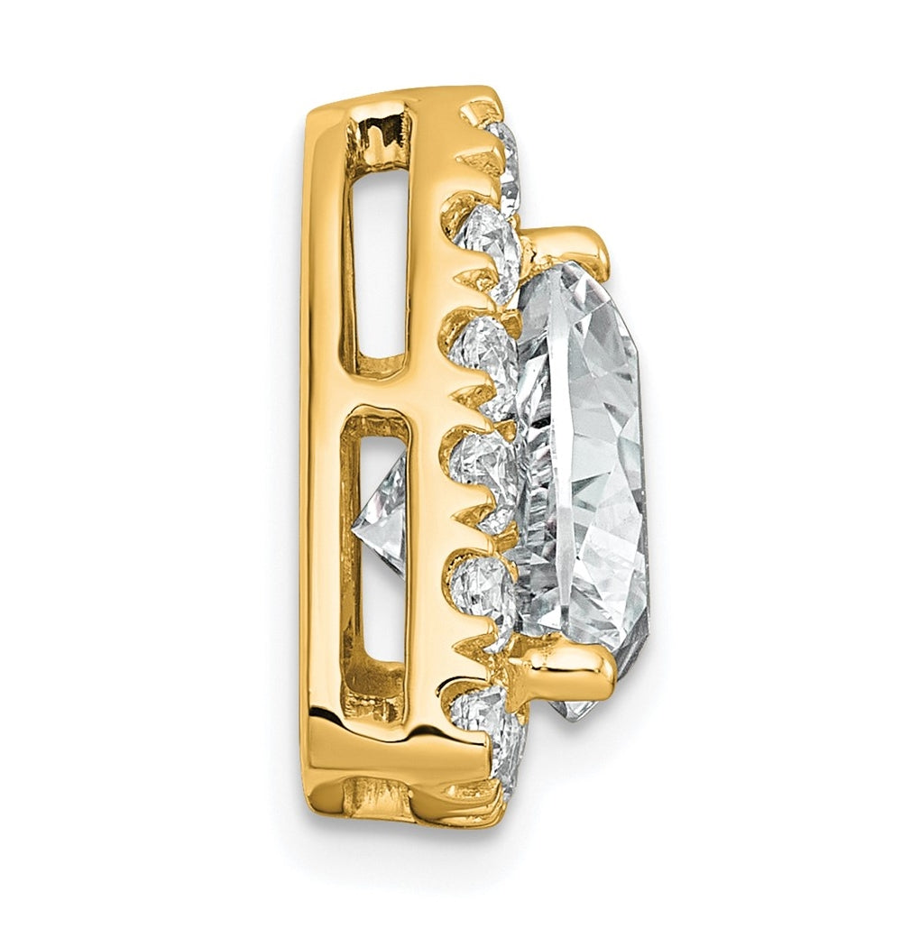 14K Yellow Or White Gold Certified Lab Grown Diamond VS+ F+ Trillion Complete Halo Chain Slide Pendant