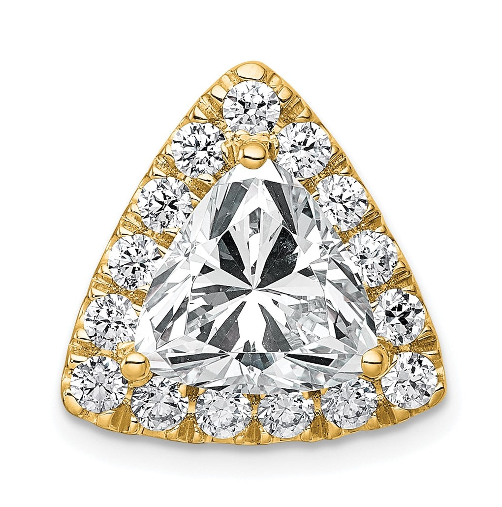 14K Yellow Or White Gold Certified Lab Grown Diamond VS+ F+ Trillion Complete Halo Chain Slide Pendant